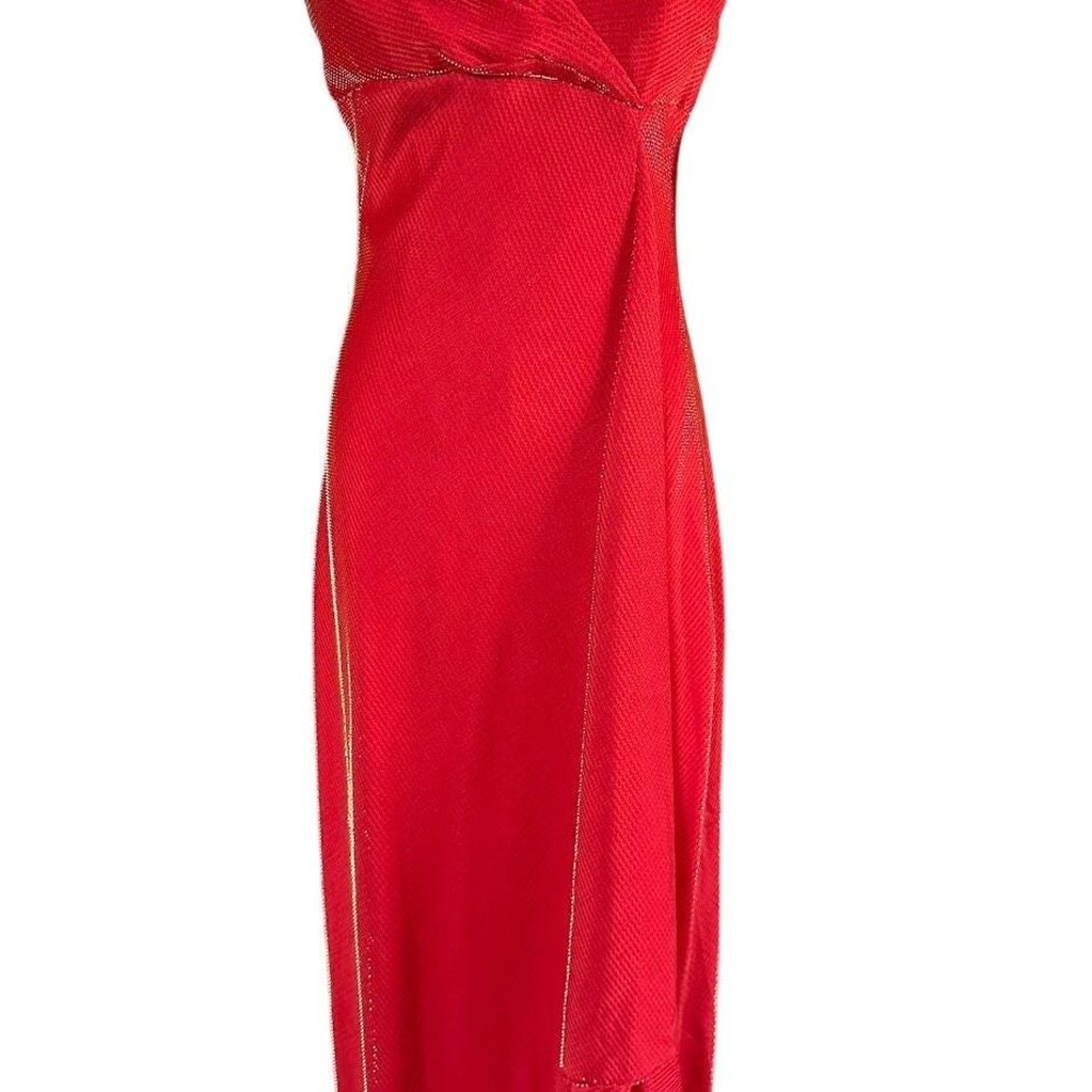 NWT Vintage Y2K Betsy & Adam Red Shimmer Maxi Gown - Vampire Core Formal Dress 8 - Picture 2 of 11